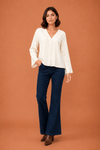 Blusa plissada manga sino off